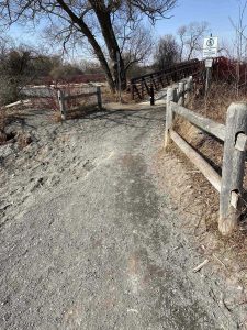 Damage on the Ajax Waterfront Trail caused by Lake erosion.