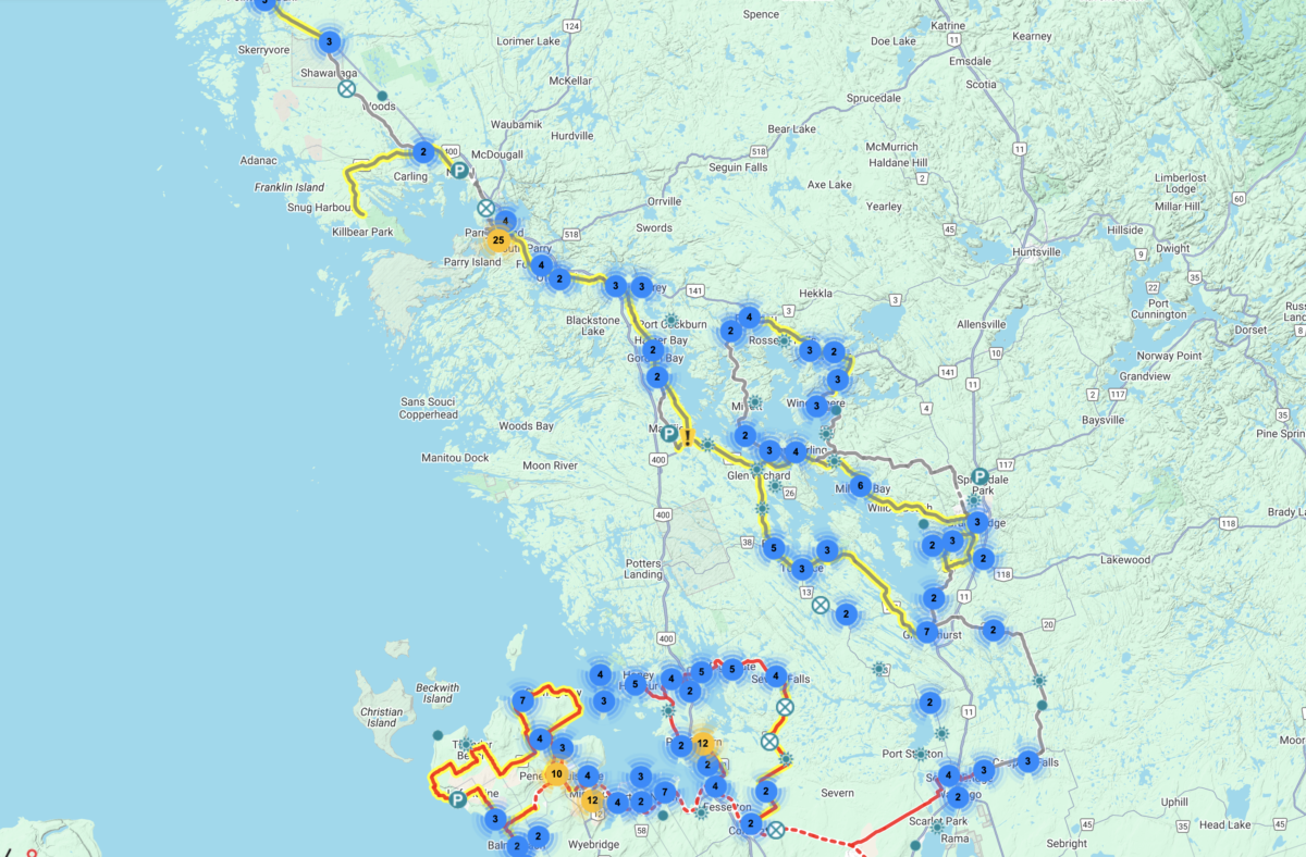 Parry Sound and Muskoka Map Proposed Route